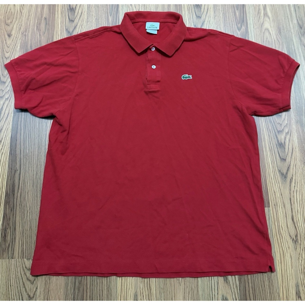 Lacoste Polo Shirt Mens 2XL Red Cotton Pique Crocodile Logo Golf